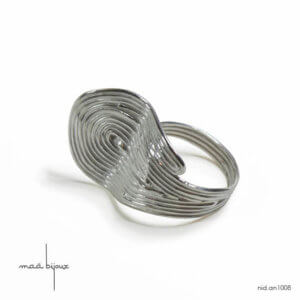 Bague empreinte sur 2 doigts en fil d'argent massif