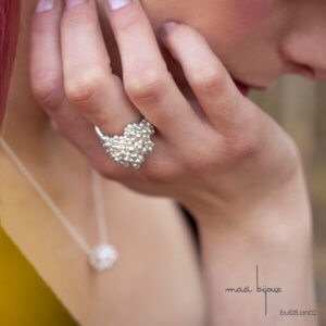 Grosse bague bulle en argent massif