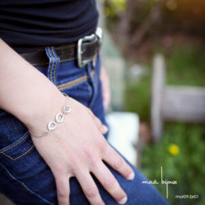 Bracelet moderne 3 petits cercles en argent massif