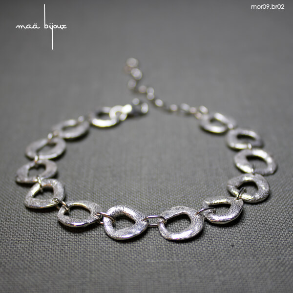 Bracelet Argent Massif Deux Tons - Anneaux élégants - Occasion