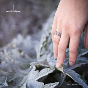 Anneau réglable simple, écaille en argent massif