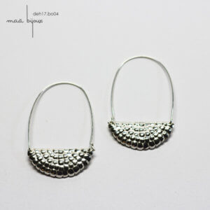 Boucles d'oreille en argent massif, texture graine