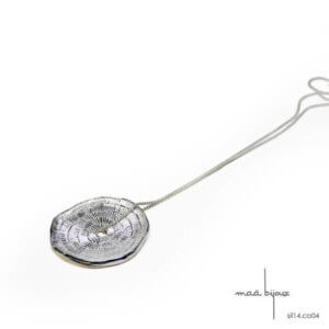 sautoir en argent massif recyclé, bijoux écologique, maä bijoux, rondelle de bois