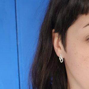 Maa bijoux boucles d'oreille en argent massif recyclé fabriquée en France, dentelle ajourée