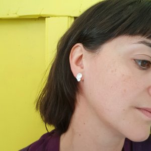 Boucles d'oreille puce de la collection corail inspiré de la nature fabriqué en france en argent massif recyclé, bijoux écologique, maä bijoux