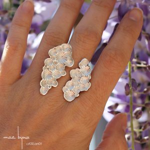 bague motif coraux de la collection corail inspiré de la nature fabriqué en france en argent massif recyclé, bijoux écologique, maä bijoux