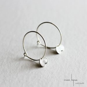 Créole en argent massif recycle fabriqué en France, Maä bijoux collection volute