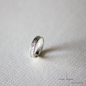 Alliance Maä bijoux en argent massif recyclé pour homme et femme, couronne feuille d'olivier alliance écologique, petit créateur fait main en France, ethique
